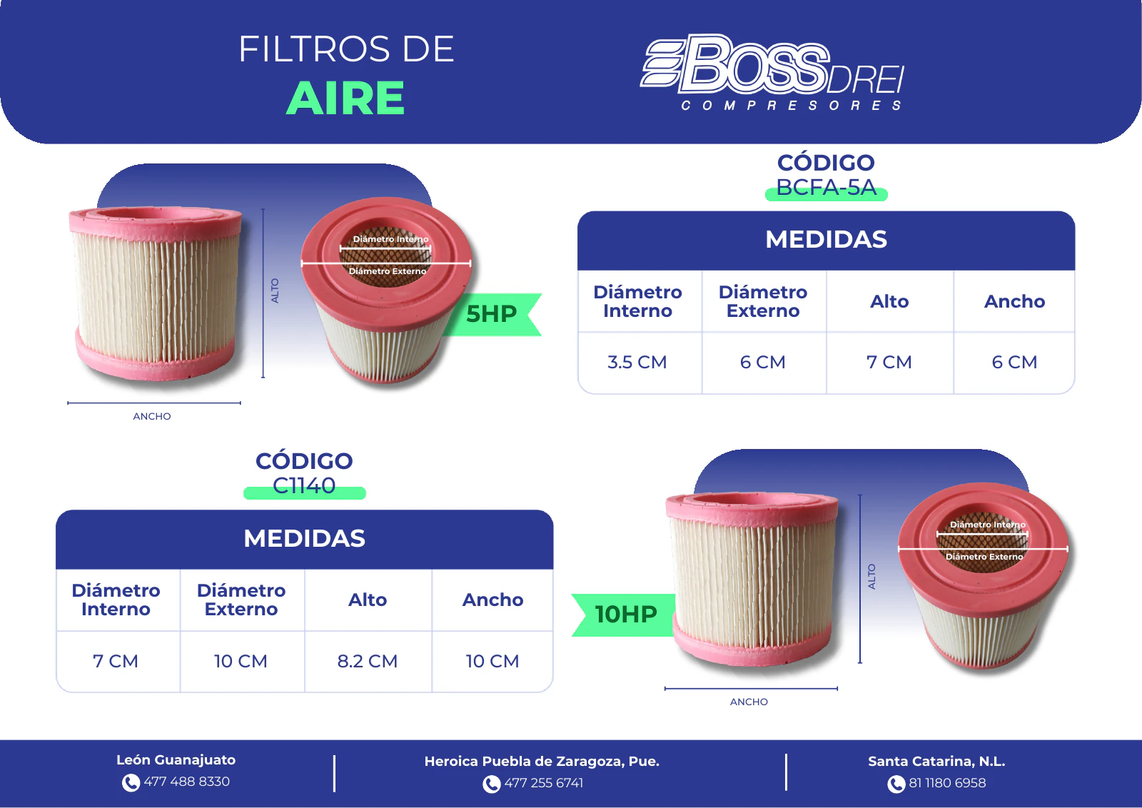 Filtros de aire — Catálogo de Refacciones para Compresores Boss Drei, página 4 de 20