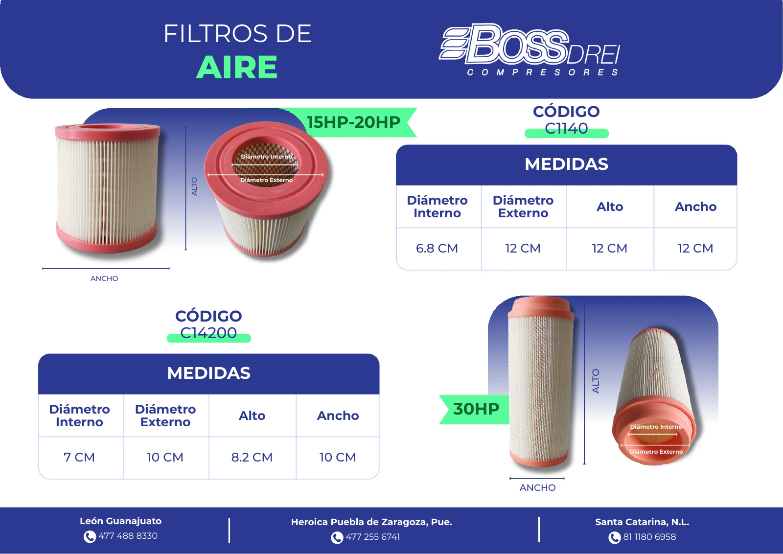 Filtros de aire — Catálogo de Refacciones para Compresores Boss Drei, página 5 de 20
