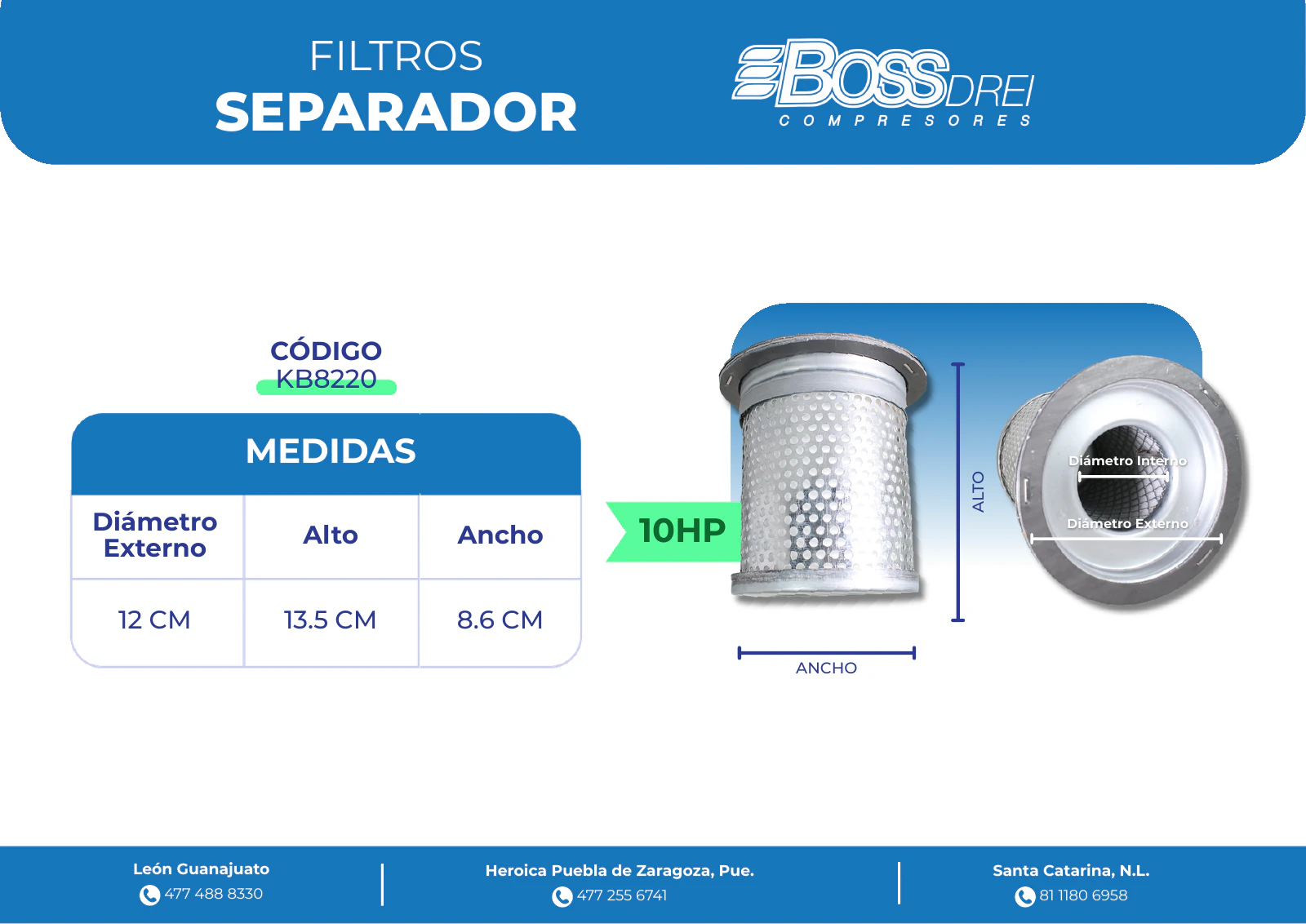 Filtros separador — Catálogo de Refacciones para Compresores Boss Drei, página 6 de 20