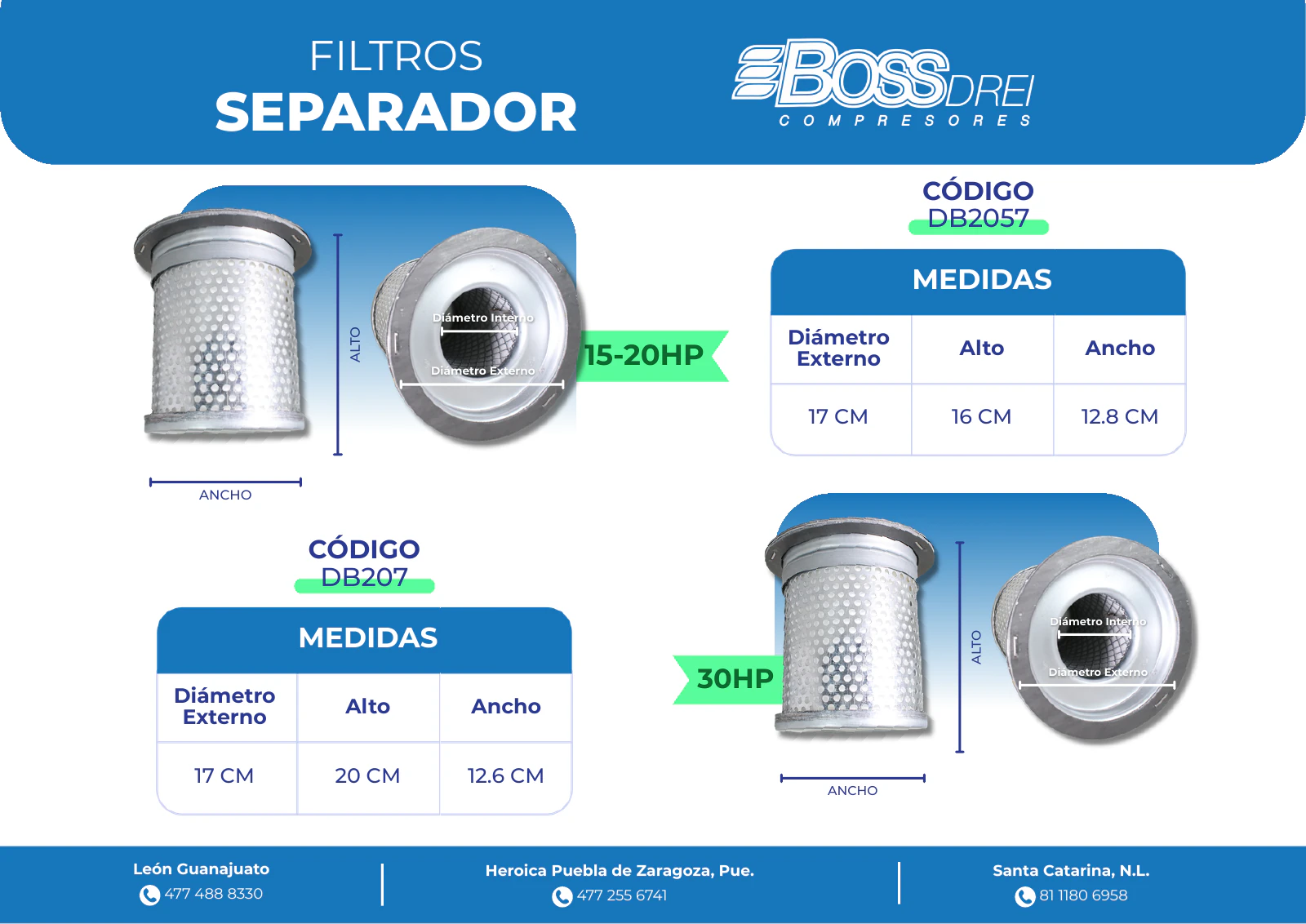 Filtros separador — Catálogo de Refacciones para Compresores Boss Drei, página 7 de 20