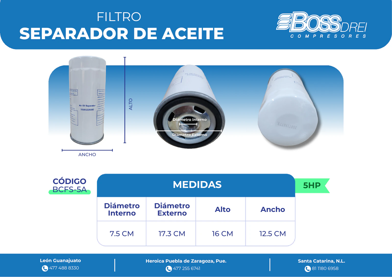 Filtros separador — Catálogo de Refacciones para Compresores Boss Drei, página 8 de 20
