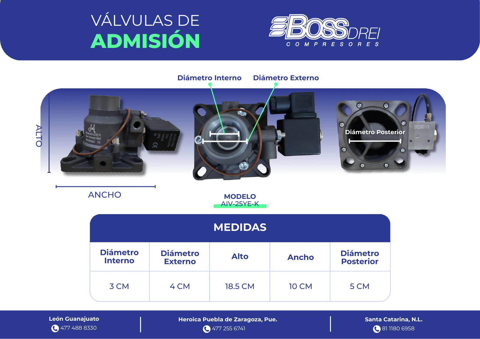 Válvulas de admisión — Catálogo de Refacciones para Compresores Boss Drei, página 9 de 20