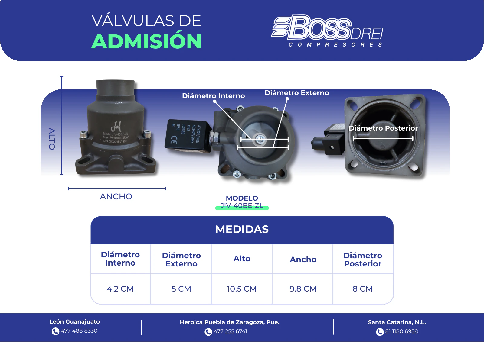 Válvulas de admisión — Catálogo de Refacciones para Compresores Boss Drei, página 10 de 20
