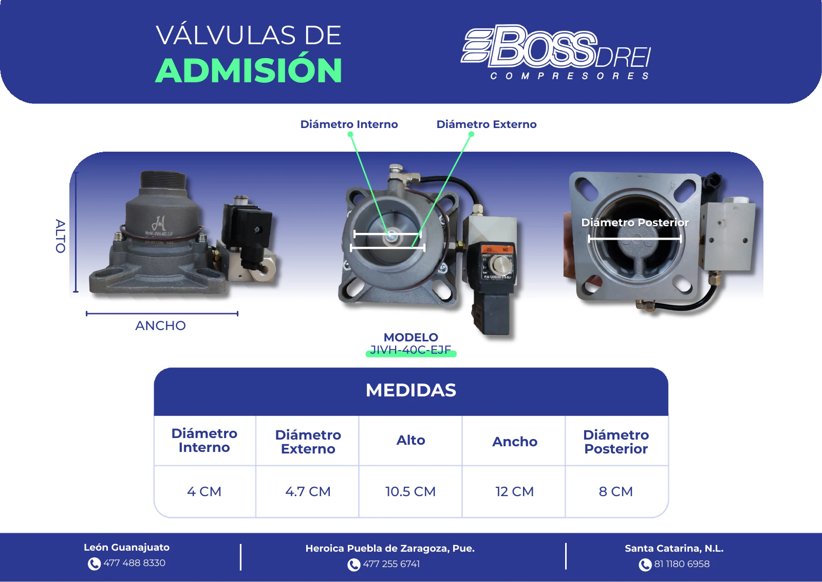 Válvulas de admisión — Catálogo de Refacciones para Compresores Boss Drei, página 11 de 20