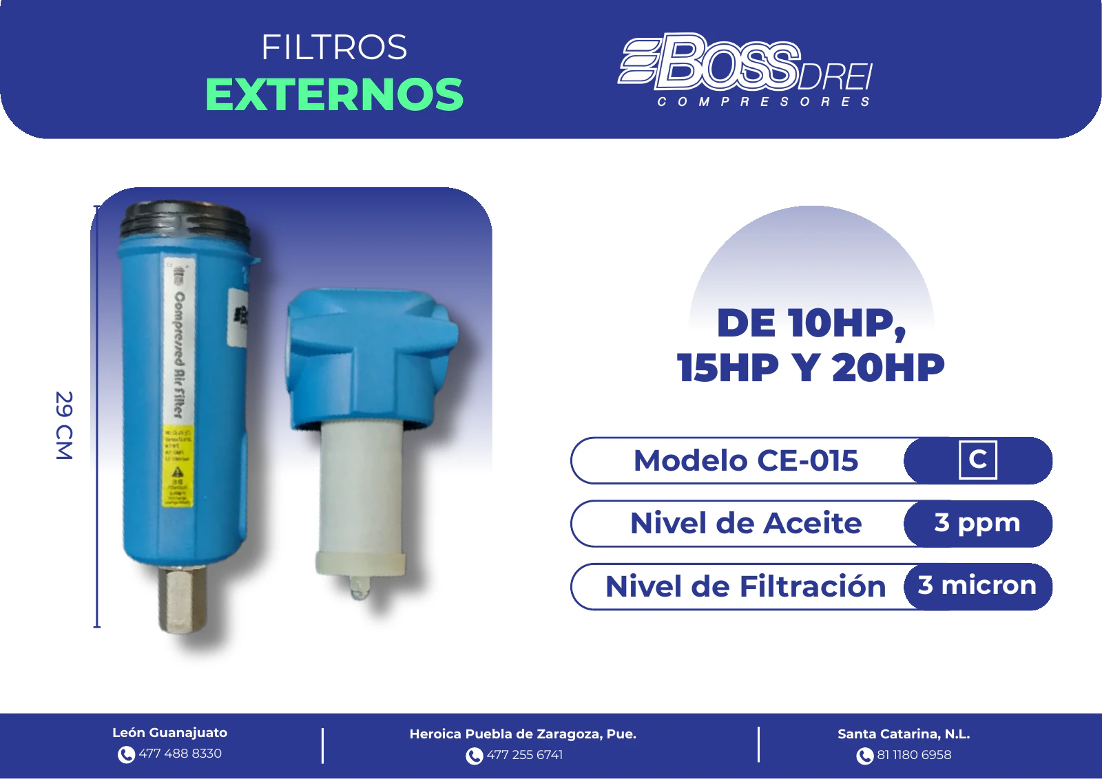 Filtros externos — Catálogo de Refacciones para Compresores Boss Drei, página 16 de 20